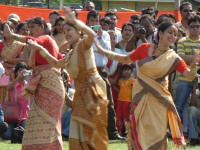 Dancing for Bihu, Guwahati, Assam, India